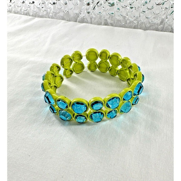 Unbranded Stretch Bracelet Womens OS Lime Green Blue Rhinestone Good Y2K Neon - Picture 4 of 11